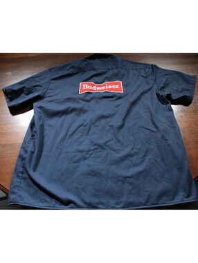 Budweiser Work Shirt Button Down Dickies 2XL Beer Delivery Caution Powered Patch